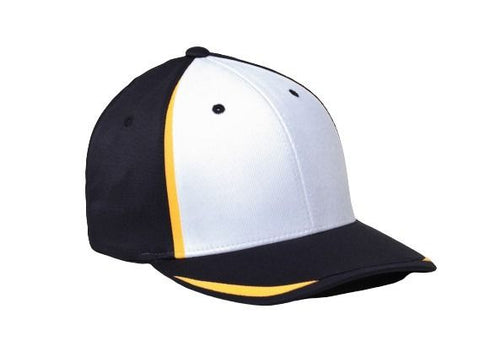 Pacific Headwear M3 Performance Flexfit® Cap (472F), Color 'WhiteBlackGold'